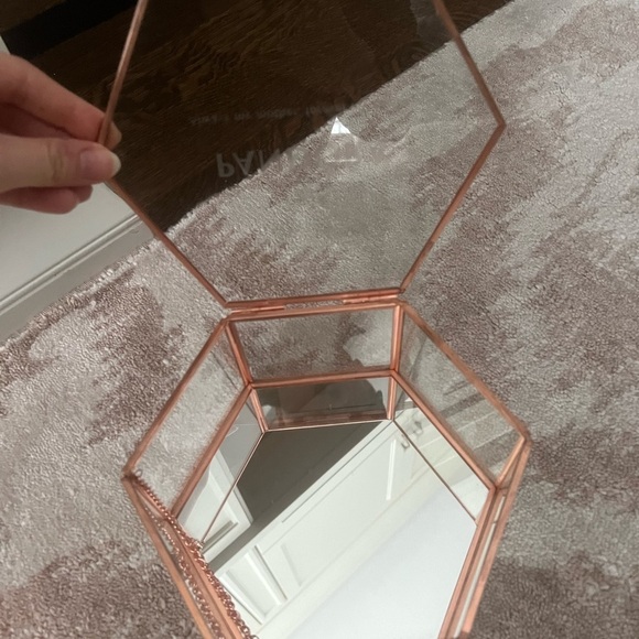 PANDORA Glass Jewelry Storage Box Octagon Copper Collectible Piece 2017 EUC - Picture 7 of 17